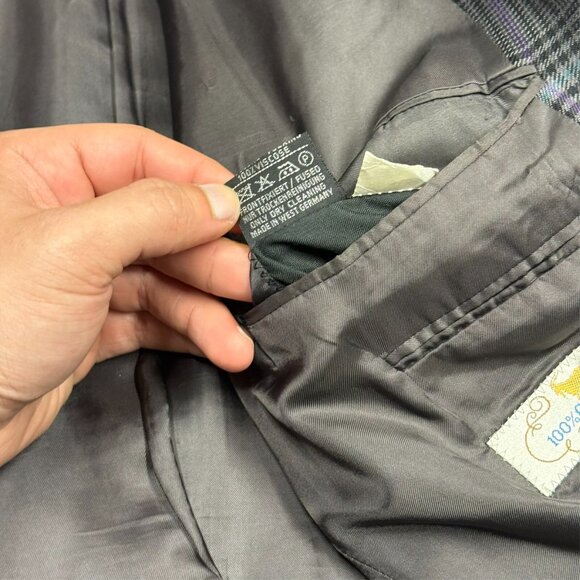 Vintage Windsor 100% Cashmere Blazer Glen Check Sport Coat Brown 42R - Picture 11 of 12